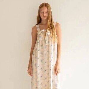Tiny Big Sister Cross Stitch Flowers Front Tie Dress